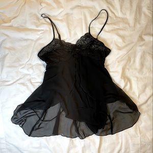 Je T’Adore black sexy butterfly camisole top medium sheer